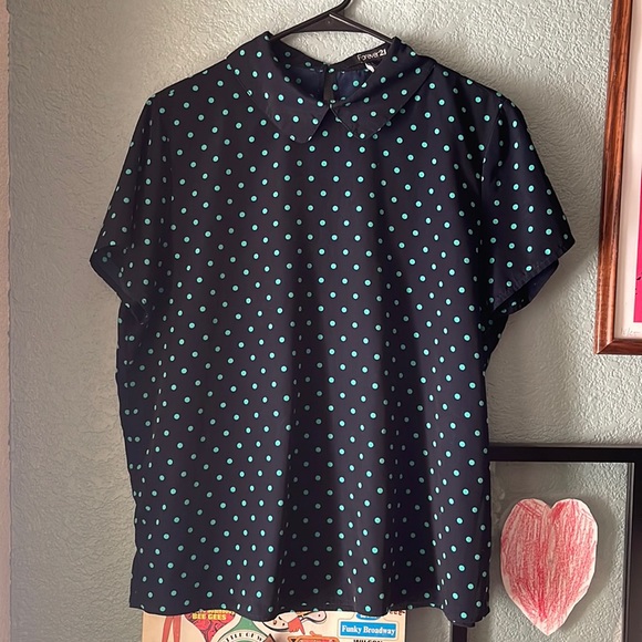 Forever 21 Tops - Peter Pan Color Polka Dot Work Top | Size Large